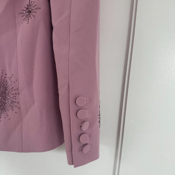 Cinq à Sept Cheyenne Crepe Blazer Jacket Staburst Rhinestone Embellishment Mauve - Picture 10 of 11